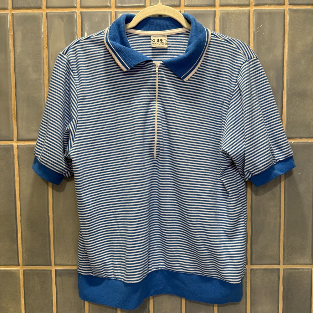 Vintage Koret Francisca Blue Striped Polo Shirt